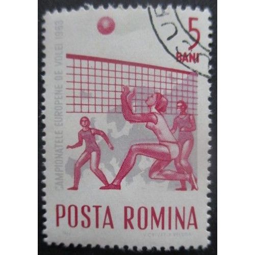 Roumanie N°1937 Championnats D'europe De Volley-Ball Oblitéré