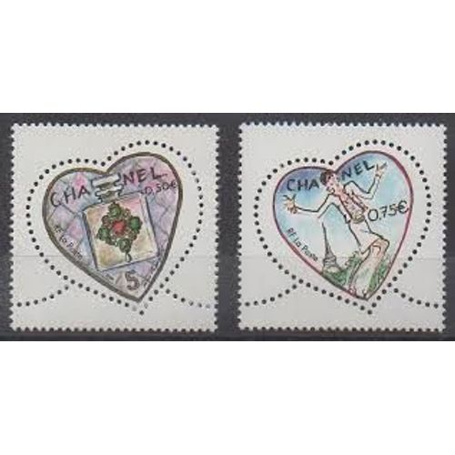 Saint Valentin : Coeurs Du Couturier Karl Lagerfeld (Chanel) La Paire Année 2004 N° 3632 3633 Yvert Et Tellier Luxe