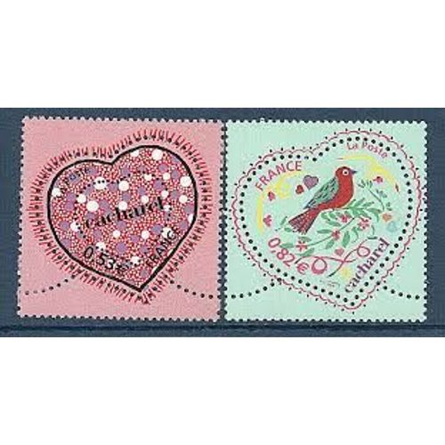 Saint Valentin : Coeurs Du Couturier Cacharel La Paire Année 2005 N° 3747 3748 Yvert Et Tellier Luxe