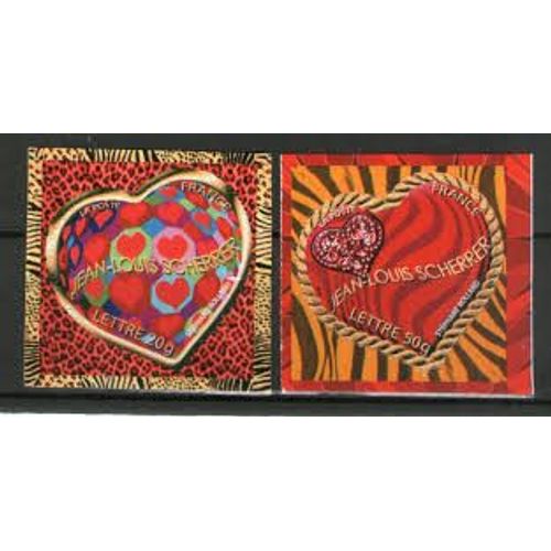 Saint Valentin : Coeurs Du Couturier Stéphane Rolland De La Maison Jean-Louis Schererr La Paire Année 2006 N° 3861 3862 Yvert Et Tellier Luxe Validité Permanente 20 Et 50g