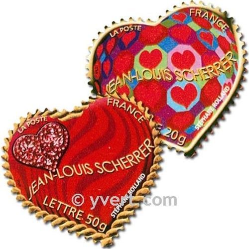 Saint Valenton : Coeurs De La Maison Du Couturier Stéphane Rolland De La Maison De Couture Jean-Louis S’Cherrer La Paire Année 2006 Autoadhésifs N° 3863 3864 Ou 72 73 Yt Luxe Val Permanente 20 50g