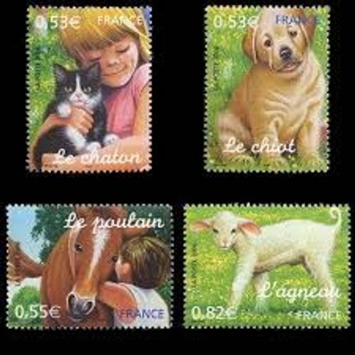 Série Nature (21) : Faune : Les Jeunes Animaux Domestiques Série Complète Année 2006 N° 3897 3898 3899 3900 Yvert Et Tellier Luxe