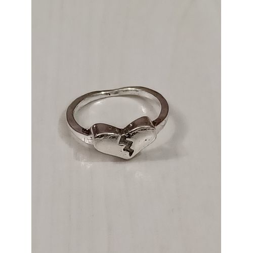 Bague Métal Argenté, Coeur Brisé,Taille 16.5