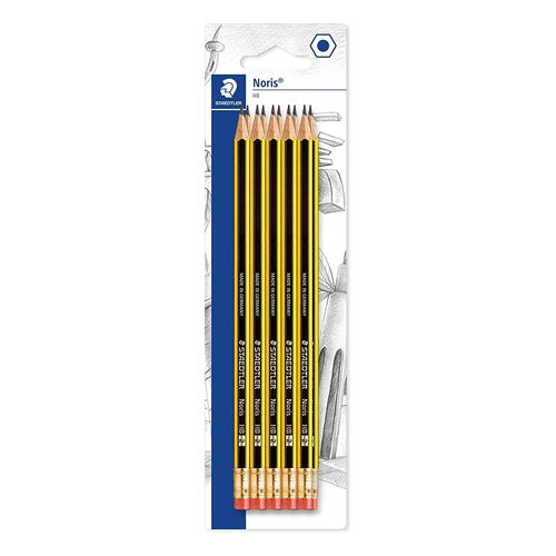 10 Crayons Graphite - Hb - Embout Gomme - Bois Recyclé - Staedtler - Noris