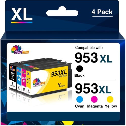 953Xl 953 Xl Remanufacturé Cartouche D'Encre Pour Cartouche 953 Xl Compatible Pour Officejet Pro 8720 8730 7740 7720 7730 8210 8718 8710 8725 8715 8728 8218(Noir Cyan Magenta Jaune)[X787]
