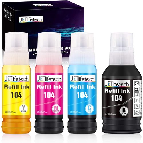 104 102 Encre Compatible Avec Multipack 104 102 Ecotank Pour Ecotank Et-2710 Et¿2711 Et-2715 Et-2720 Et-2726 Et-2700 Et-2750 Et-2756 Et-2810 Et-3700 Et-3750 Et-4700 Et-4750 Et-15000[X820]