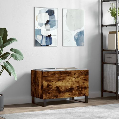 Vidaxl Armoire À Disques Chêne Fumé 74,5x38x48 Cm Bois D'ingénierie