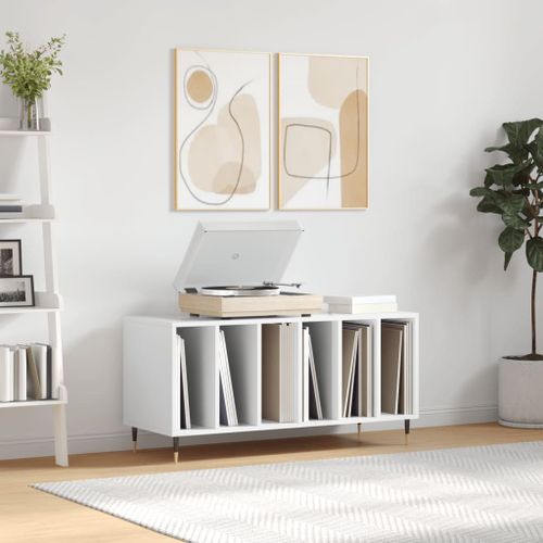 Vidaxl Armoire À Disques Blanc Brillant 100x38x48 Cm Bois D'ingénierie