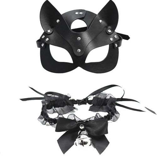 Masque En Cuir Pour Femme, Jouets Sexuels, Cosplay, Chat Bdsm, Fétiche, Halloween, Masques Noirs Avec Collier Sexy, Accessoires Érotiques