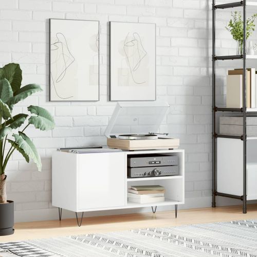 Vidaxl Armoire À Disques Blanc Brillant 85x38x48 Cm Bois D'ingénierie