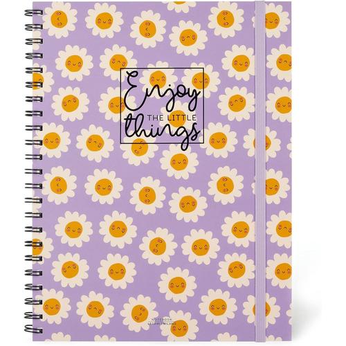 Cahier Spiralé Maxi,A4,204 Pages Détachables,Élastique De Fermeture,Poche Finale,En Papier Certifié Fsc®,Papier 100 G/M²,22 X 29,5 Cm,Thème Daisy(Q465)