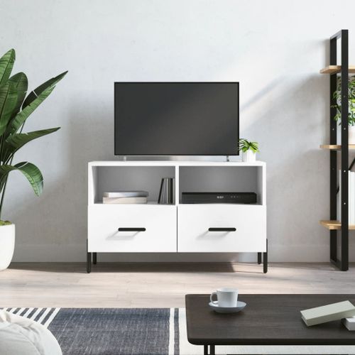 Vidaxl Meuble Tv Blanc 80x36x50 Cm Bois D'ingénierie