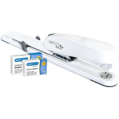 Agrafeuse - Long Bras - Agrafes 26/6mm - Blanc - Inclus 2000 Agrafes - Rapesco
