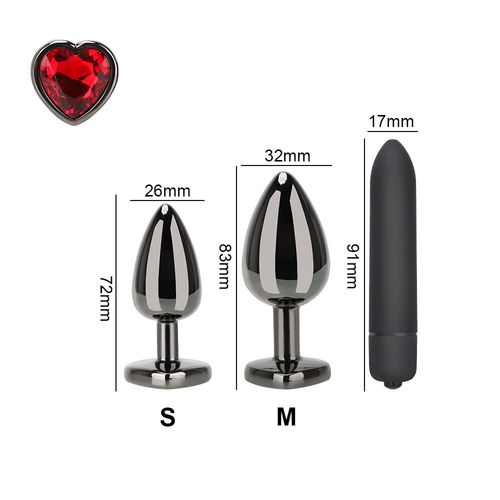 Vibromasseur À Balles Pour Hommes Et Femmes, Masseur De Prostate, Plug Anal, Coeur Rouge, Base En Cristal, Jouets Sexuels, Dilatateur D'anus, S/M/L