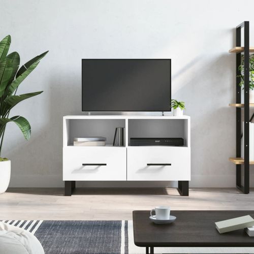Vidaxl Meuble Tv Blanc 80x36x50 Cm Bois D'ingénierie
