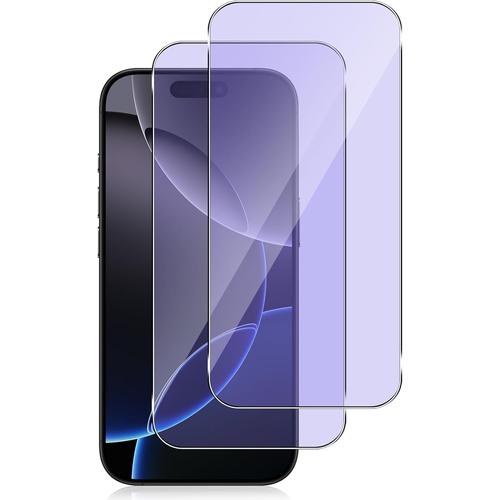 Verre Trempé Compatible Avec Iphone 16 Pro Max(6,9 Pouces),Anti Lumière Bleue Protection Écran,2 Pièces Anti-Rayures Soulage La Fatigue Oculaire Protection D¿Écran Film(Q1650)