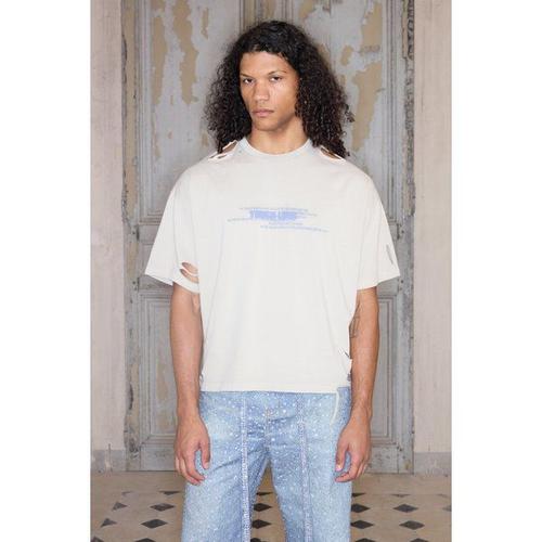 T-Shirt Oversize Premium À Slogan Homme - Pierre - L, Pierre