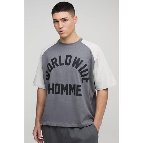 T-Shirt Oversize Color Block Homme - Gris - M, Gris