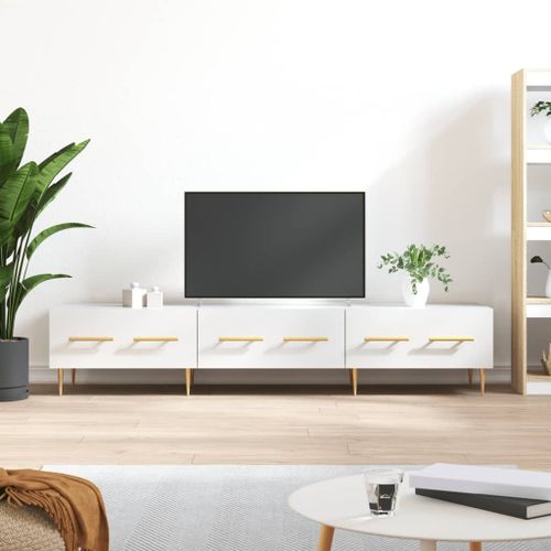 Vidaxl Meuble Tv Blanc Brillant 150x36x30 Cm Bois D'ingénierie