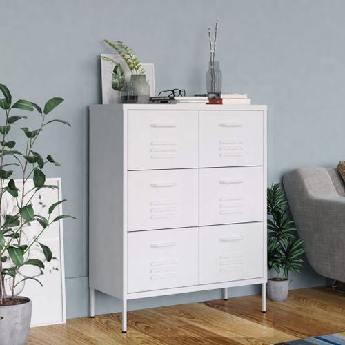 Vidaxl Armoire À Tiroirs Blanc 80x35x101,5 Cm Acier