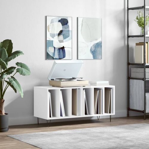 Vidaxl Armoire À Disques Blanc Brillant 100x38x48 Cm Bois D'ingénierie