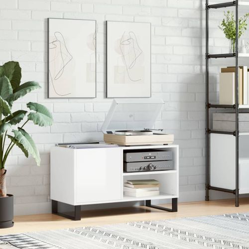 Vidaxl Armoire À Disques Blanc Brillant 85x38x48 Cm Bois D'ingénierie