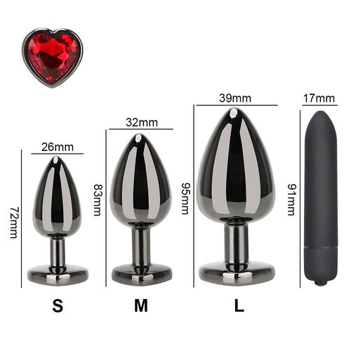 Vibromasseur À Balles Pour Hommes Et Femmes, Masseur De Prostate, Plug Anal, Coeur Rouge, Base En Cristal, Jouets Sexuels, Dilatateur D'anus, S/M/L