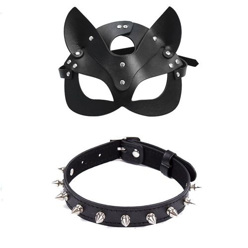 Masque En Cuir Pour Femme, Jouets Sexuels, Cosplay, Chat Bdsm, Fétiche, Halloween, Masques Noirs Avec Collier Sexy, Accessoires Érotiques