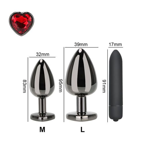 Vibromasseur À Balles Pour Hommes Et Femmes, Masseur De Prostate, Plug Anal, Coeur Rouge, Base En Cristal, Jouets Sexuels, Dilatateur D'anus, S/M/L