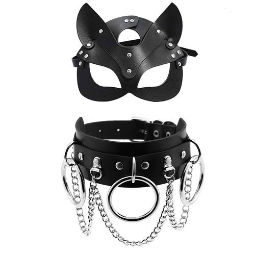 Masque En Cuir Pour Femme, Jouets Sexuels, Cosplay, Chat Bdsm, Fétiche, Halloween, Masques Noirs Avec Collier Sexy, Accessoires Érotiques