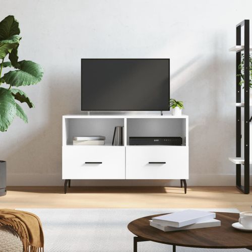Vidaxl Meuble Tv Blanc Brillant 80x36x50 Cm Bois D'ingénierie