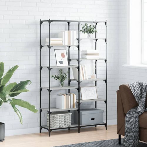Vidaxl Bibliothèque Sonoma Gris 100x32x170 Cm Bois D'ingénierie Et Fer