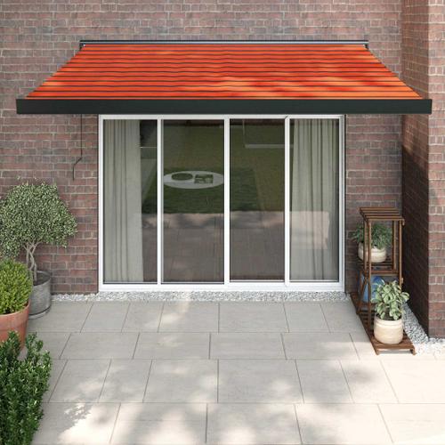 Vidaxl Auvent Rétractable Orange Et Marron 3,5x2,5m Tissu Et Aluminium