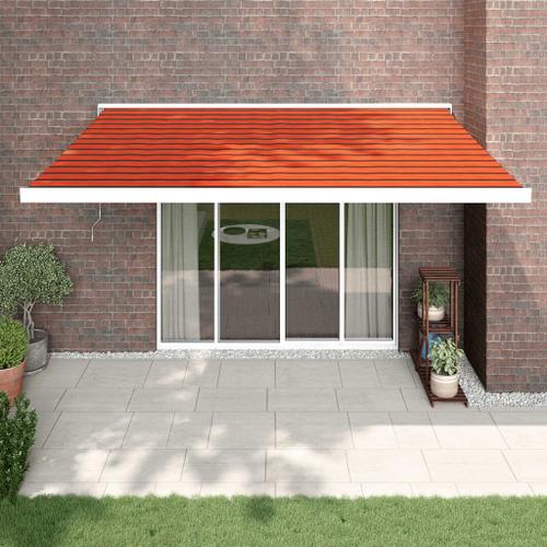 Vidaxl Auvent Rétractable Orange Et Marron 4,5x3 M Tissu Et Aluminium