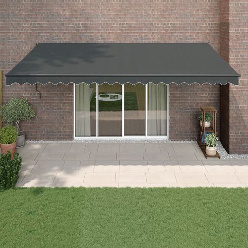 Vidaxl Auvent Rétractable Anthracite 5x3 M Tissu Et Aluminium