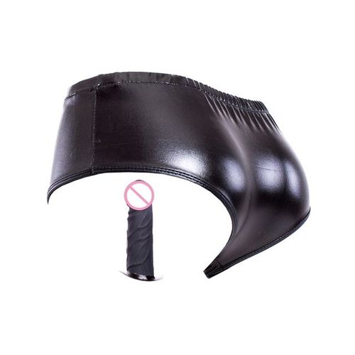 String En Cuir Pu Avec Double Prise Bdsm, Ceinture Invisible, Sous-Vêtements, Pantalon De Chasteté, Plug Anal À L'intérieur, Gode Bondage, Pas De Vibration