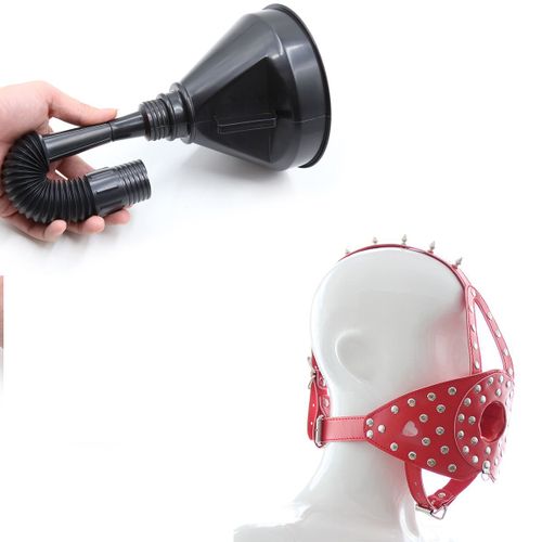 Entonnoir De Toilette Bdsm En Cuir Pu Pour Adultes, Bouche Ouverte, Bâillon, Masque, Capuchon, Tête, Sfp, Bondage, Jeu, 18 +