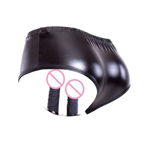 String En Cuir Pu Avec Double Prise Bdsm, Ceinture Invisible, Sous-Vêtements, Pantalon De Chasteté, Plug Anal À L'intérieur, Gode Bondage, Pas De Vibration