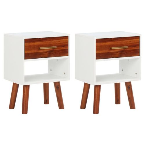 Vidaxl Table De Chevet 2 Pcs Bois D'acacia Massif 40x30x57 Cm