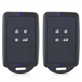 2pcs Coque De Clé De Voiture Pour Re-Nault Clio Megane Koleos Kadjar Kangoo Twingo Captur Espace Dacia Duster Coque De Clé De Voiture,Etui Carte Re-Nault,Silicone Tpu 4 Boutons (Bleu).[Y160]