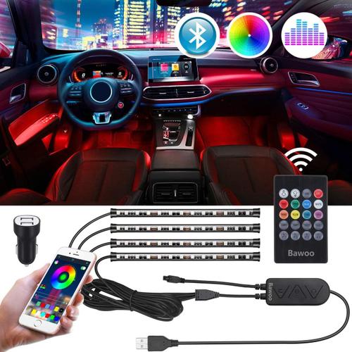 Lampe Voiture Interieur Usb Rubans Led Lampe Décoration Multicolore Allume Cigare Éclairage Intérieur De Voiture Néon Bande Lumineuse De Musique Pour Tv Auto Voiture (Version App).[Y156]