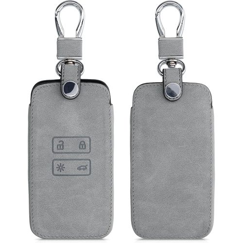 Accessoire Clef De Voiture Compatible Avec Renault Smart Key 4-Bouton (Keyless Go Uniquement)-Coque De Clé De Voiture En Suède-Gris.[Y1022]
