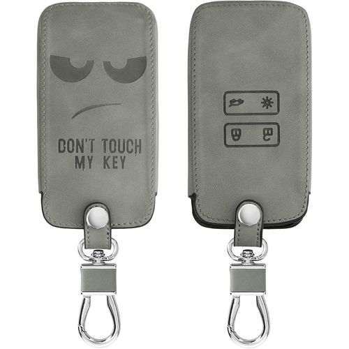 Accessoire Clef De Voiture Compatible Avec Renault Smart Key 4-Bouton (Keyless Go Uniquement)-Coque De Clé De Voiture En Nubuck-Don't Touch My Key Gris.[Y1035]