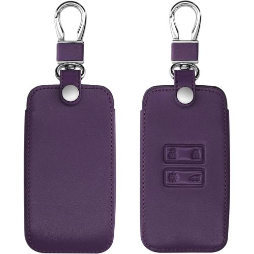 Accessoire Clef De Voiture Compatible Avec Renault Smart Key 4-Bouton (Keyless Go Uniquement)-Coque De Clé De Voiture En Simili Cuir-Bordeaux Foncé.[Y539]