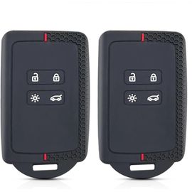2pcs Coque De Clé De Voiture Pour Re-Nault Clio Megane Koleos Kadjar Kangoo Twingo Captur Espace Dacia Duster Coque De Clé De Voiture,Etui Carte Re-Nault,Silicone Tpu 4 Boutons (Rouge).[Y159]