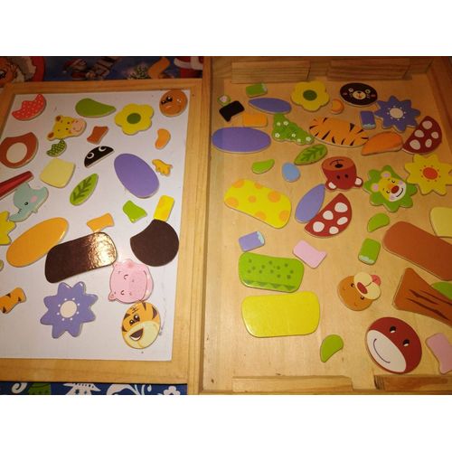 Lot De Jeux De Société Enfants, Jeux De Cubes Petit Ours Brun Et Coffret Magnétique Aimants Enfants Avec Ardoise