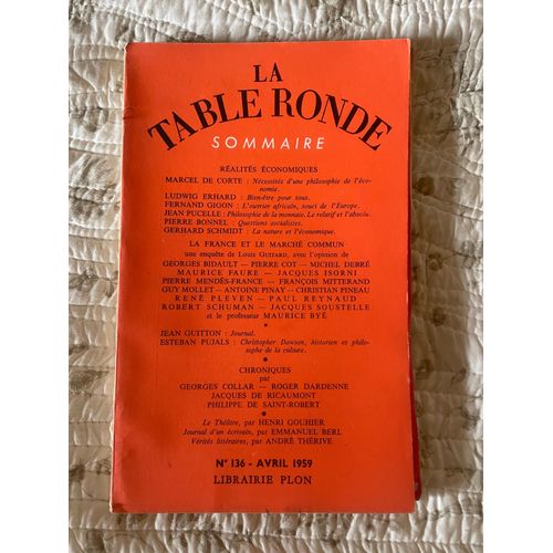 La Table Ronde N°136, Avril 1959, Librairie Plon