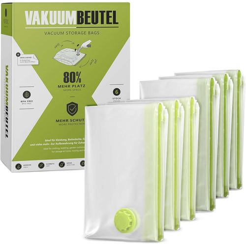 Sac rangement sous vide aspirateur - Lot de 6 (3 L + 3 XL) - Sans BPA ÉTIQUETTES INCLUSES - Sac sous vide vêtement, draps, etc - Sac sous vide vêtement aspirateur - Sac compression voyage
