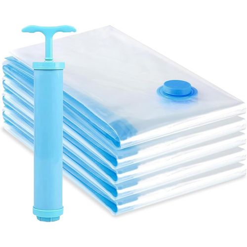 5 Pièces Sac Rangement Sous Vide Aspirateur,Sac Vetement 80x60cm,Sac de Rangement SSous Vide avec Pompe Manuelle,pour Matelas,Tente,Couettes,Literie,Oreillers
