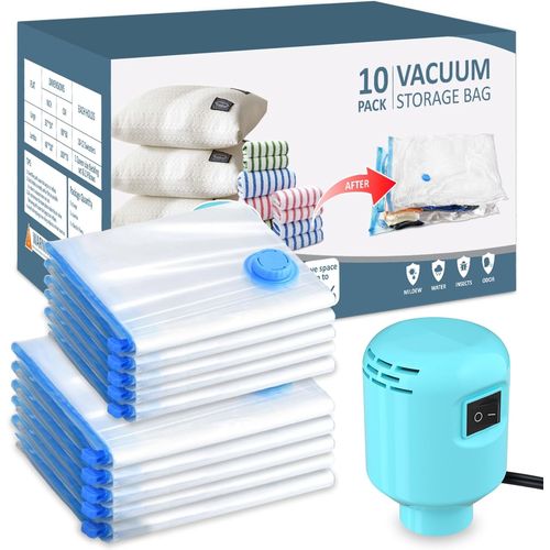 Sac Rangement Sous Vide Aspirateur¿(5 Jumbo+5M), s Sacs à vide pour couettes,Sac de Rangement Sous Vide Pour VêTements, Couettes, Voyages